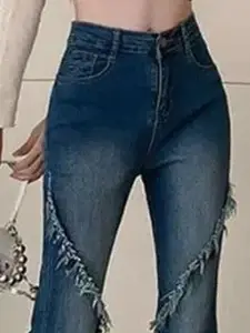 StyleCast Women Regular Fit Mid-Rise Highly Distressed Light Fade Jeans