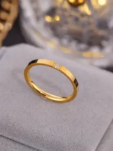 StyleCast Elegant Gold-Plated Stone-Studded Adjustable Finger Ring