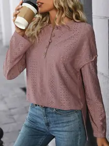 StyleCast x Revolte Pink Geometric Long Sleeve Top