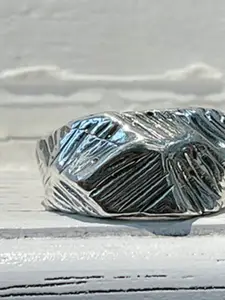 StyleCast Elegant Silver-Toned Intricate Textured Finger Ring