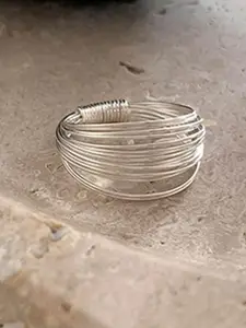 StyleCast Elegant Silver-Plated Silver-Toned Adjustable Finger Ring