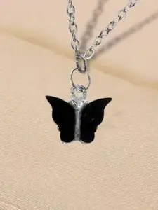 shobhram Rhodium-Plated Butterfly Pendants With Chains