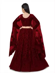 BAESD Girls Embroidered Semi-Stitched Lehenga & Unstitched Blouse With Dupatta
