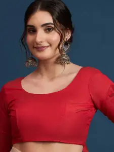 Sangria Adults-Women Floral Printed With Embroidered Border Saree With Unstitched Blouse