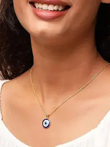 shobhram Gold-Plated Evil Eye Pendant with Chain