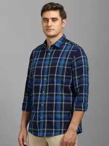Louis Philippe Sport Men Slim Fit Tartan Checked Spread Collar Cotton Casual Shirt