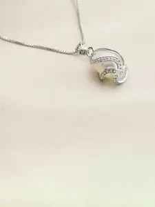 Bling Queen 925 Sterling Silver Teardrop Shaped Cubic Zirconia Studded Pendant with Chain