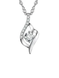 Bling Queen Silver-Plated Contemporary Shape Pendant with Chain