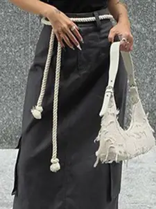 Outzidr A-Line Straight Maxi Skirt