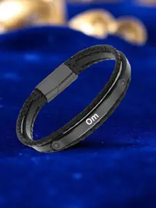 M Men Style Men Leather Wraparound Bracelet