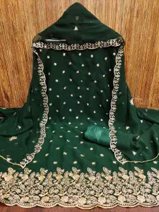 Panzora Floral Embroidered Zari Work Unstitched Dress Material