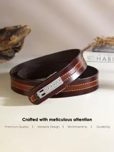 The Roadster Lifestyle Co Men Leather Slim Belt With Push Pin Closure