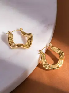 PALMONAS Gold Plated Contemporary Waterproof & Anti-Tarnish Hoop Earrings