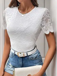 KPOP Round Neck Short Sleeves Bodysuits