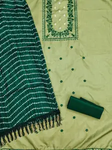 Panzora Floral Embroidered Embellished Silk Cotton Unstitched Dress Material