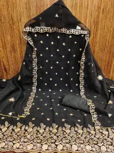 Panzora Floral Embroidered Zari Work Unstitched Dress Material