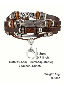 Bling Queen Cross Design Leather & Steel Bracelet