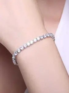 Bling Queen Silver-Plated Cubic Zirconia Studded Wraparound Bracelet