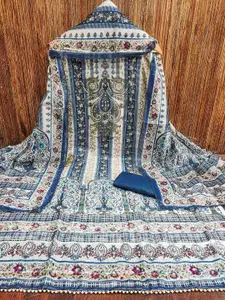 Peachmode Ethnic Motifs Printed Organza Unstitched Dress Material