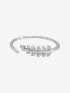 Kushal's Fashion Jewellery White Rhodium-Plated Party 92.5 Sterling Silver Finger Ring