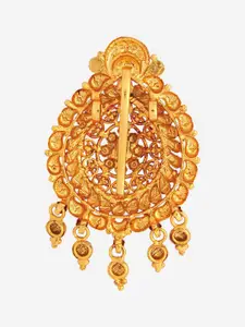 Kushal's Fashion Jewellery 92.5 Pure Silver Gold-Plated Ruby Temple Pendant