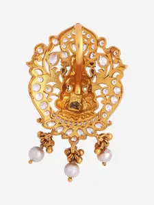 Kushal's Fashion Jewellery 92.5 Pure Silver Gold-Plated Artificial Stones Temple Pendant
