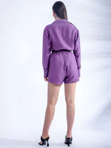 Moda Rapido Solid Shirt With Shorts Co-Ords