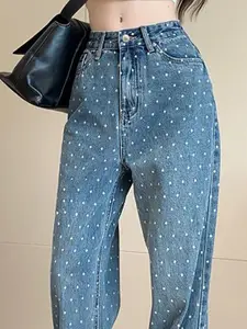 bebe Women Relaxed Fit Mid-Rise Jeans