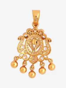 Kushal's Fashion Jewellery 92.5 Pure Silver Gold-Plated Artificial Stones Floral Pendant