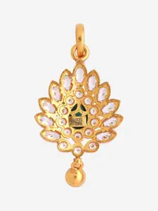 Kushal's Fashion Jewellery 92.5 Pure Silver Gold-Plated Artificial Stones Floral Pendant