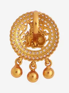 Kushal's Fashion Jewellery 92.5 Pure Silver Gold-Plated Artificial Stones Temple Pendant