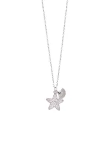 Anouk Silver-Plated American Diamond Studded Lucky Star Pendant With Chain
