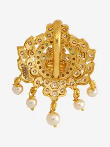 Kushal's Fashion Jewellery 92.5 Pure Silver Gold-Plated Temple Pendant