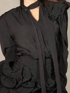 KPOP Black Ruffled Mini Party Skirt