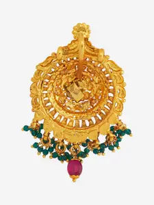 Kushal's Fashion Jewellery 92.5 Pure Silver Gold-Plated Ruby Contemporary Pendants