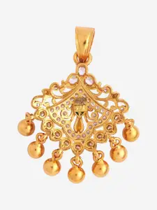 Kushal's Fashion Jewellery 92.5 Pure Silver Gold-Plated Artificial Stones Temple Pendant