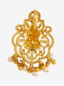 Kushal's Fashion Jewellery 92.5 Pure Silver Gold-Plated Artificial Stones Temple Pendant