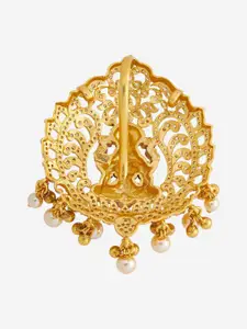 Kushal's Fashion Jewellery 92.5 Pure Silver Gold-Plated Studded & Beaded Lakshmi Pendant