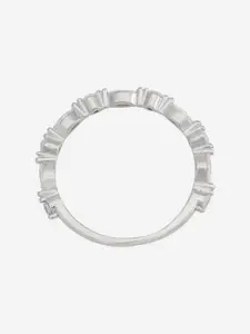 Kushal's Fashion Jewellery White Rhodium-Plated Party 92.5 Sterling Silver Finger Ring