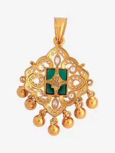 Kushal's Fashion Jewellery 92.5 Pure Silver Gold-Plated Artificial Stones Temple Pendants