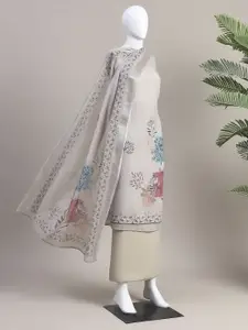 Biba Floral Printed Linen Unstitched Dress Material