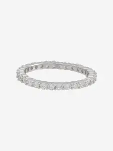 Kushal's Fashion Jewellery White Rhodium-Plated Party 92.5 Sterling Silver Finger Ring