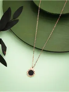 Anouk Rose Gold-Plated Artificial Stones Studded Circular Shaped Pendants With Chains
