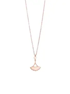 Anouk Rose Gold-Plated Stunning Shell Ginkgo Leaf Shape Pendant With Chain