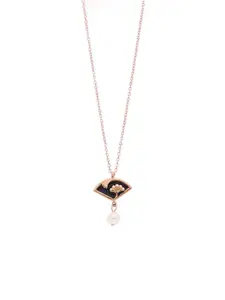 Anouk Rose Gold-Plated Pearls Beaded Trendy Designer Pendant With Chain