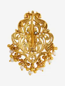 Kushal's Fashion Jewellery 92.5 Pure Silver Gold-Plated Ruby Temple Pendant