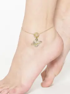 DressBerry Zircon Studded Heart Charm Anklet