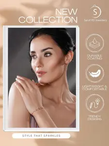 Saraf RS Jewellery Rose Gold-Plated Cubic Zirconia Studded Wraparound Bracelet