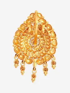 Kushal's Fashion Jewellery 92.5 Pure Silver Gold-Plated Stone Studded Temple Pendant