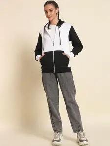 The Roadster Lifestyle Co Women Colourblocked Regular Zipper Hoodie